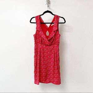 BCBGeneration Double Collared V Neck Fall Casual‎ Chic Print Mini Dress Pink